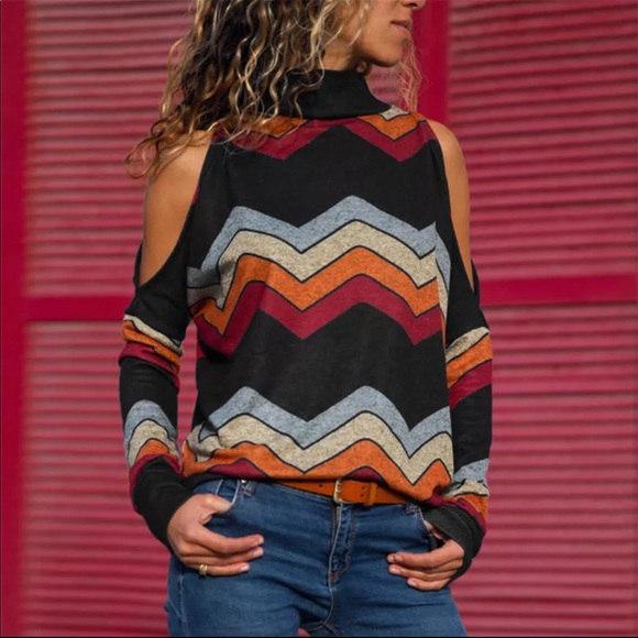 Private Label Tops - NWT Cold Shoulder Long Sleeve Turtle Neck
